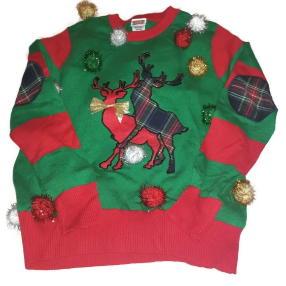 Spencer's Sweaters - Spencer's Ugly Christmas Sweater Deer Pom Pom NWT
